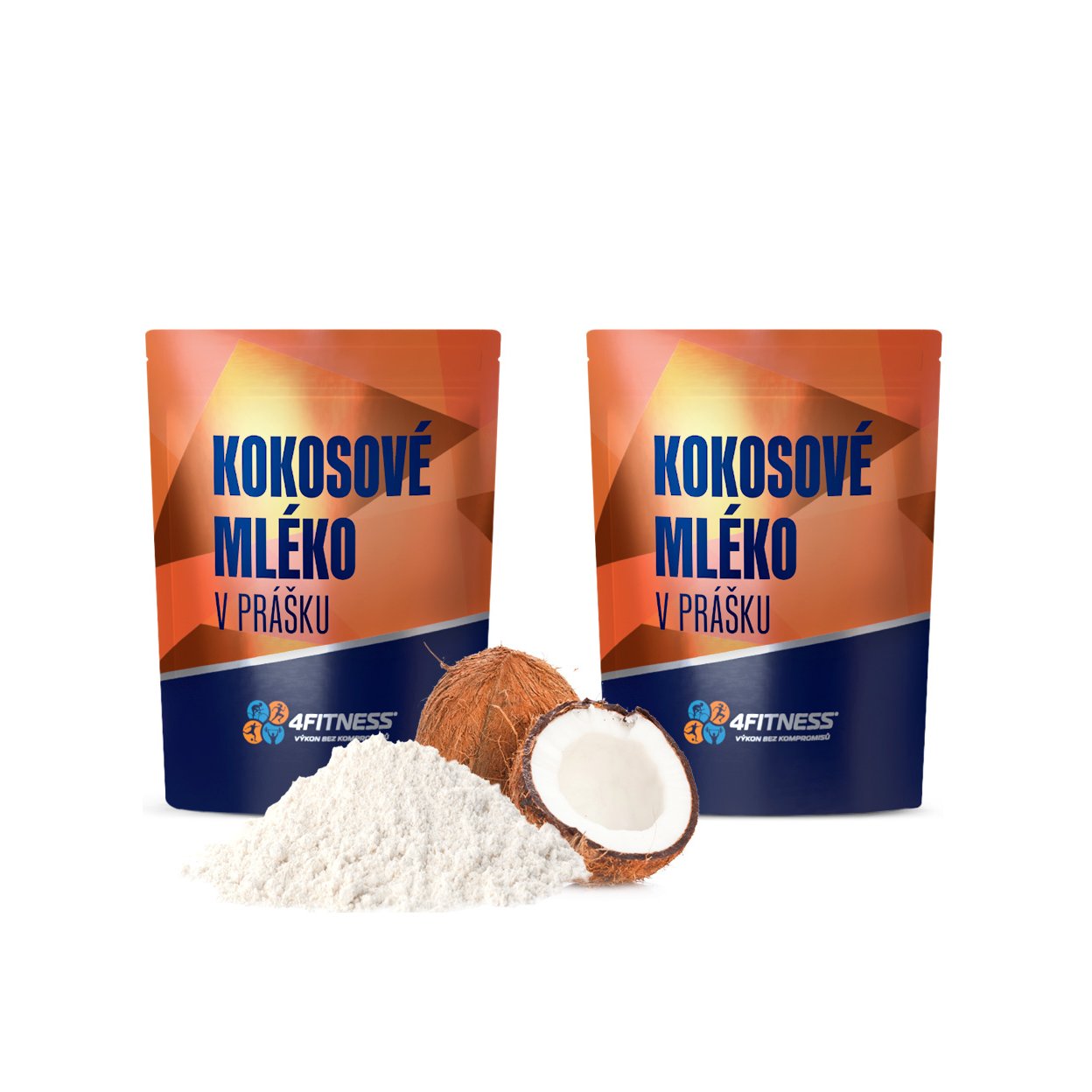 Sušené kokosové mléko 4Fitness ve dvou kilových baleních.