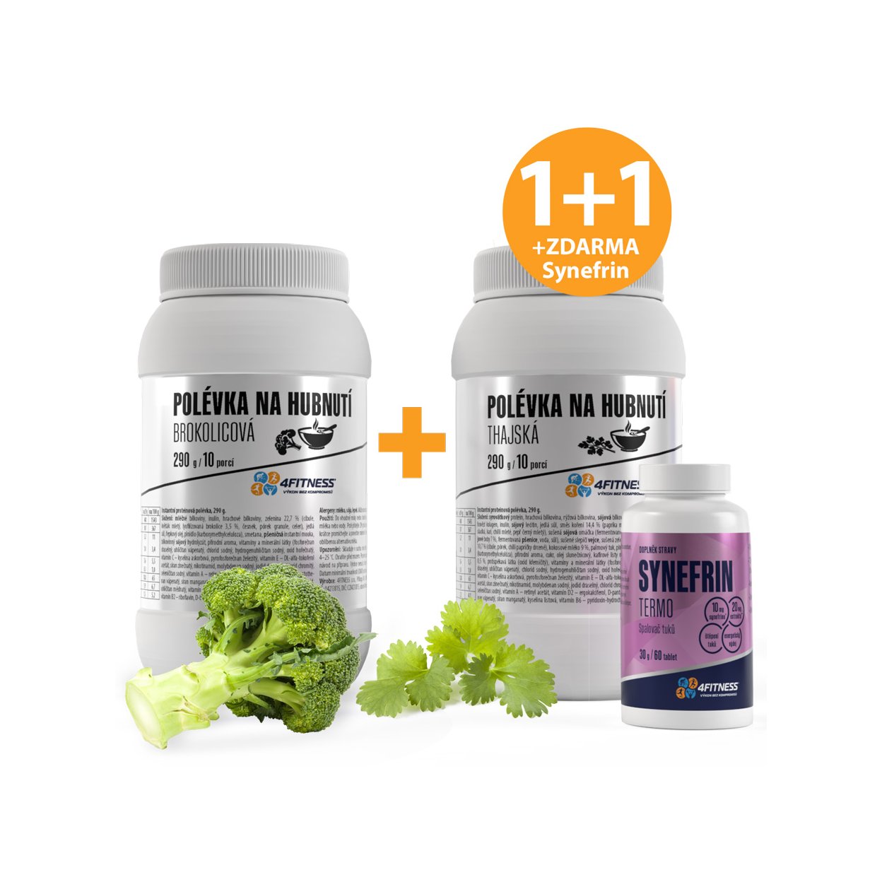 1+1 Polévky na hubnutí | Brokolicová a Thajská + ZDARMA Synefrin