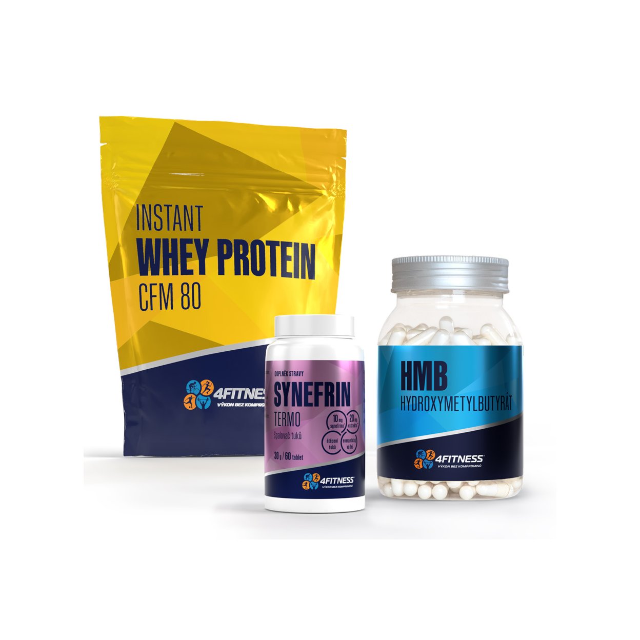 Produkty CFM protein, tablety synefrin a HMB pro hubnutí bez ztráty svalů.