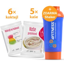 Sada na hubnutí 4Fitness, proteinové koktejly a kaše pro dietní režim se shakerem.