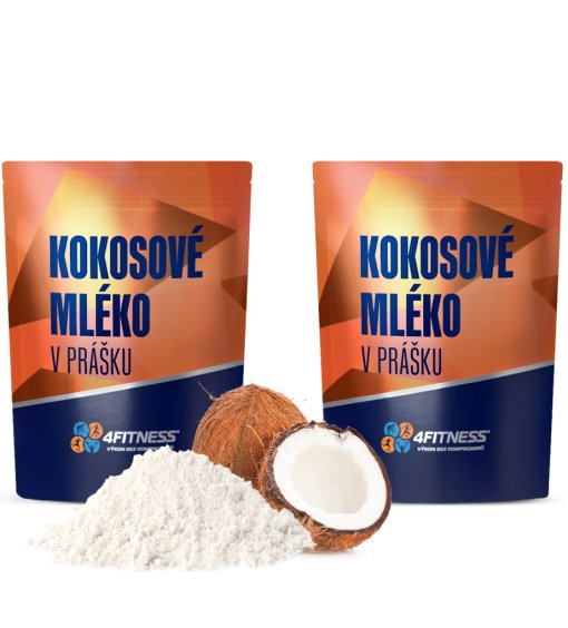 Sušené kokosové mléko 4Fitness ve dvou kilových baleních.