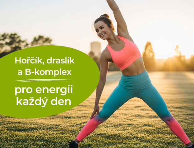 Doplňky stravy pro energii a vitalitu, kombinace hořčíku a vitamínů B.