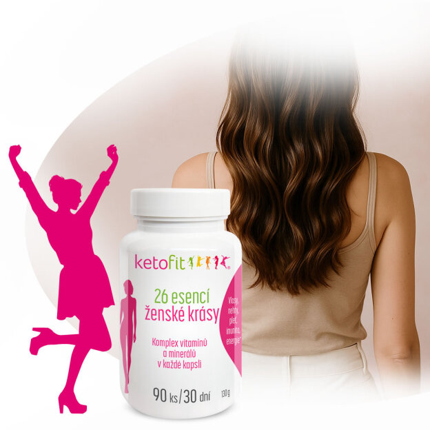 Vitamíny pro ženy KetoFit, doplněk stravy pro podporu krásy a vlasů.