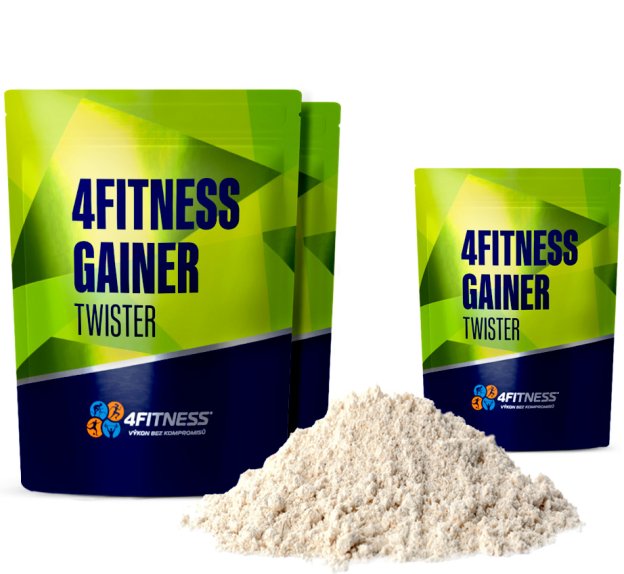 Sacharidový gainer 4Fitness Twister, výhodná sada pro nárůst svalové hmoty.