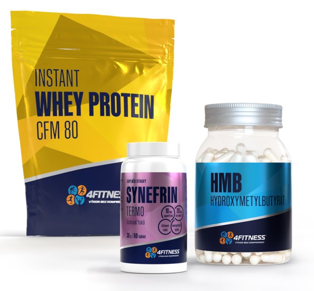 Produkty CFM protein, tablety synefrin a HMB pro hubnutí bez ztráty svalů.