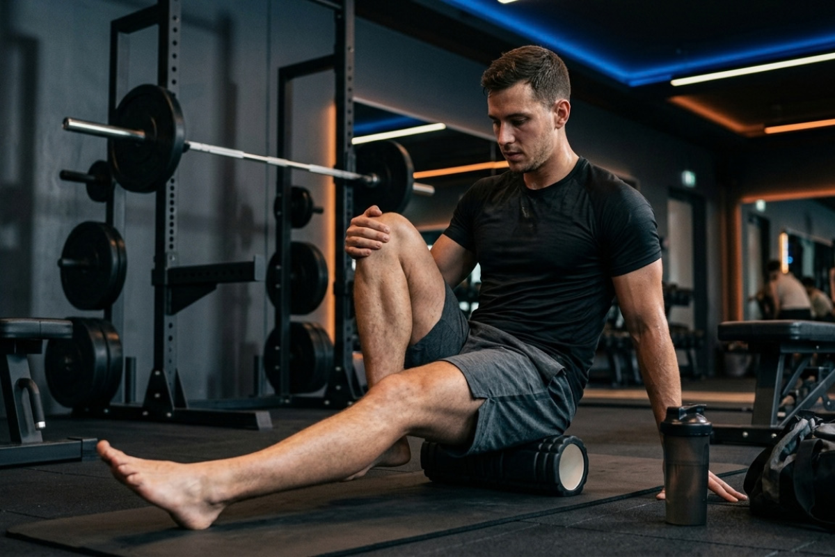 Sportovec protahuje svaly před tréninkem